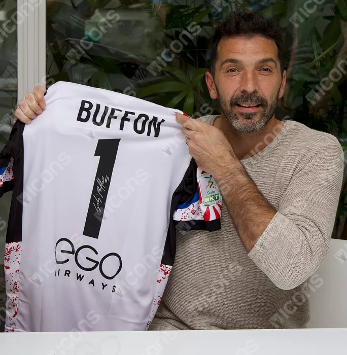 Gianluigi Buffon Back Signed Parma 2021-22 Goalkeeper Shirt Debut Edition In Hero Frame: Option 1