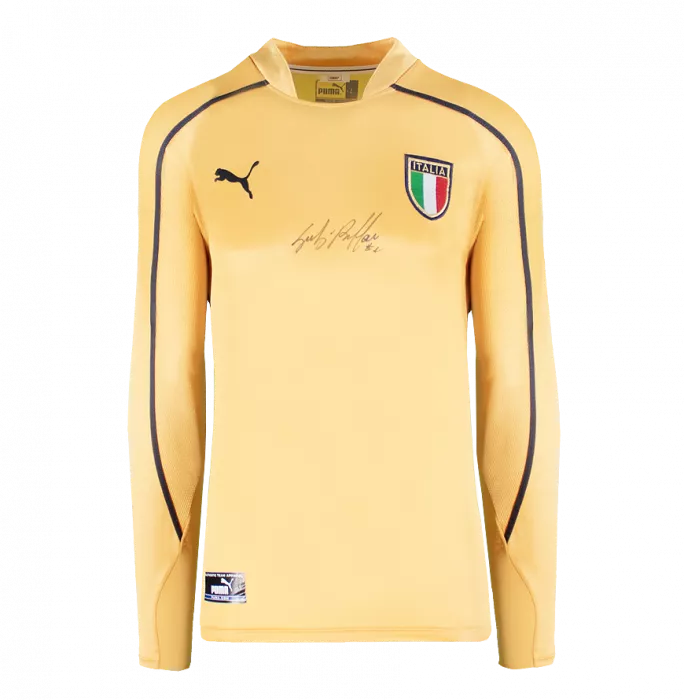 Gianluigi Buffon Front Signed Italy 2003-04 Goalkeeper Shirt In Hero Frame: Option 1