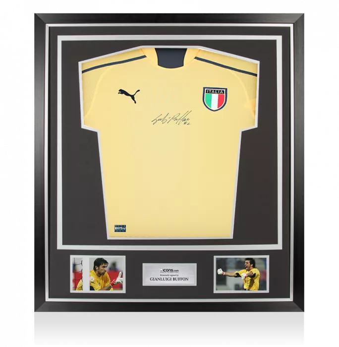 Gianluigi Buffon Front Signed Italy 2003-04 Goalkeeper Shirt In Classic Frame