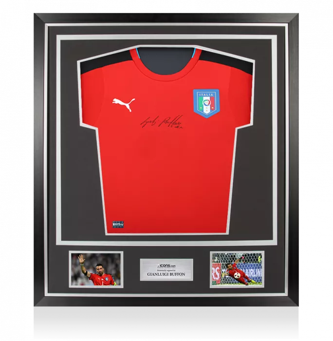 Gianluigi Buffon Front Signed Italy 2016-17 Goalkeeper Shirt In Classic Frame
