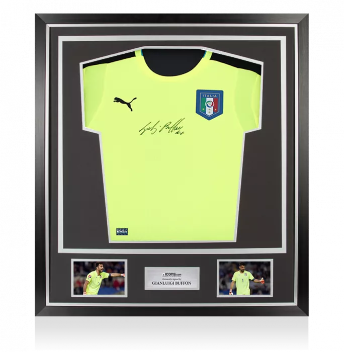 Gianluigi Buffon Front Signed Italy 2016-17 Goalkeeper Shirt In Classic Frame