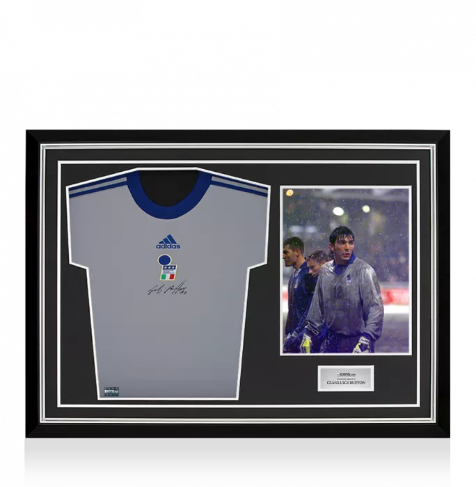 Gianluigi Buffon Front Signed Italy Icon Goalkeeper Shirt In Hero Frame: Option 1