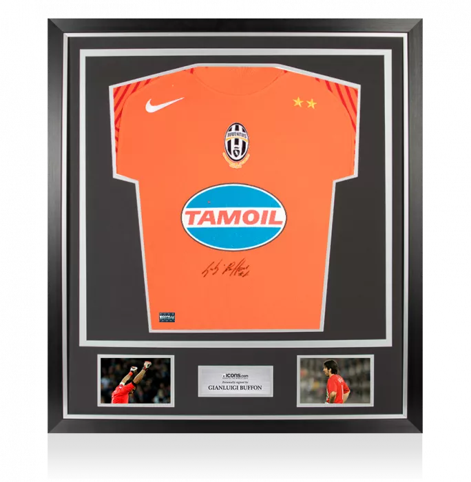 Gianluigi Buffon Front Signed Orange Juventus 2005-06 Goalkeeper Shirt In Classic Frame