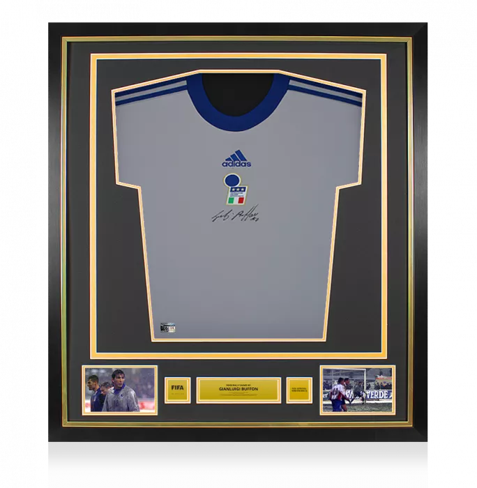 Gianluigi Buffon Official FIFA World Cup™ Front Signed and Framed Italy Icon Goalkeeper Shirt