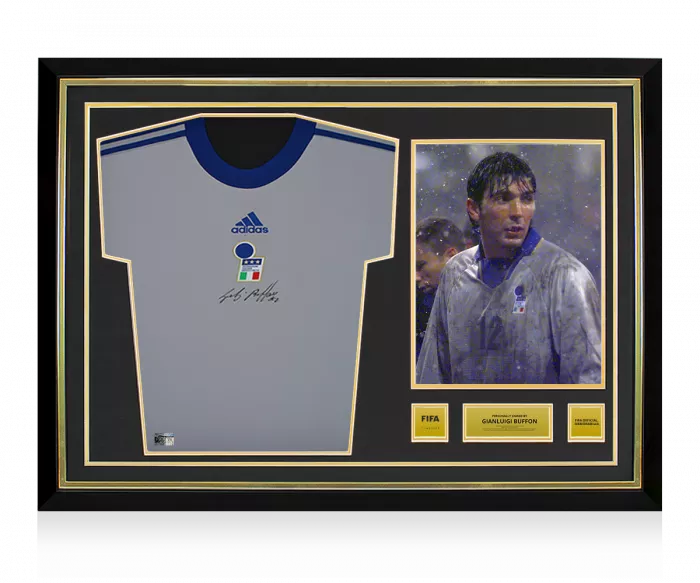 Gianluigi Buffon Official FIFA World Cup™ Front Signed and Hero Framed Italy Icon Goalkeeper Shirt