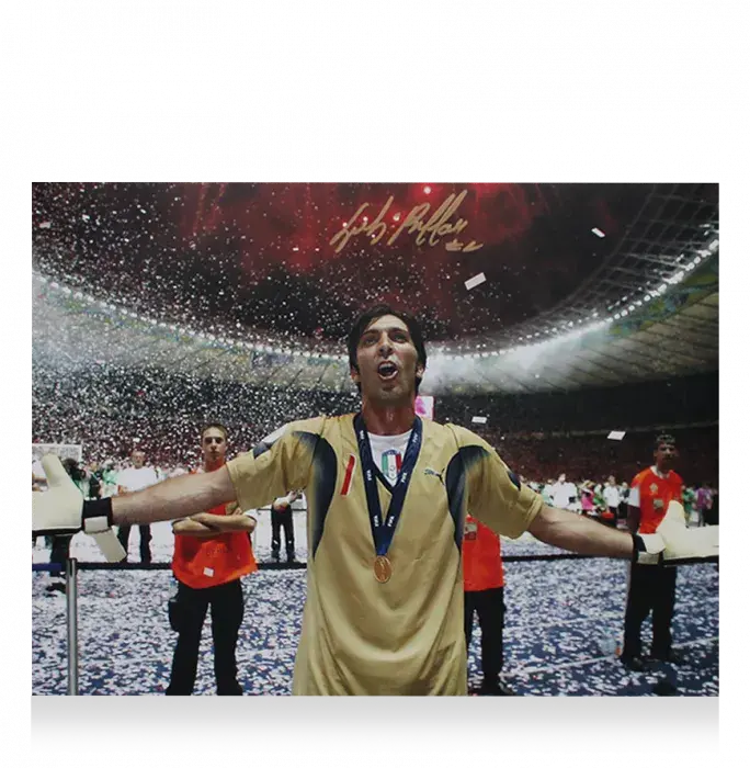 Gianluigi Buffon Signed Italy Photo In Black Wooden Frame: 2006 FIFA World Cup Winner