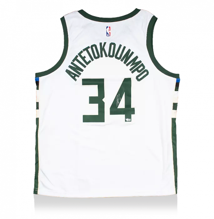 Giannis Antetokounmpo Signed Milwaukee Bucks White Swingman Jersey