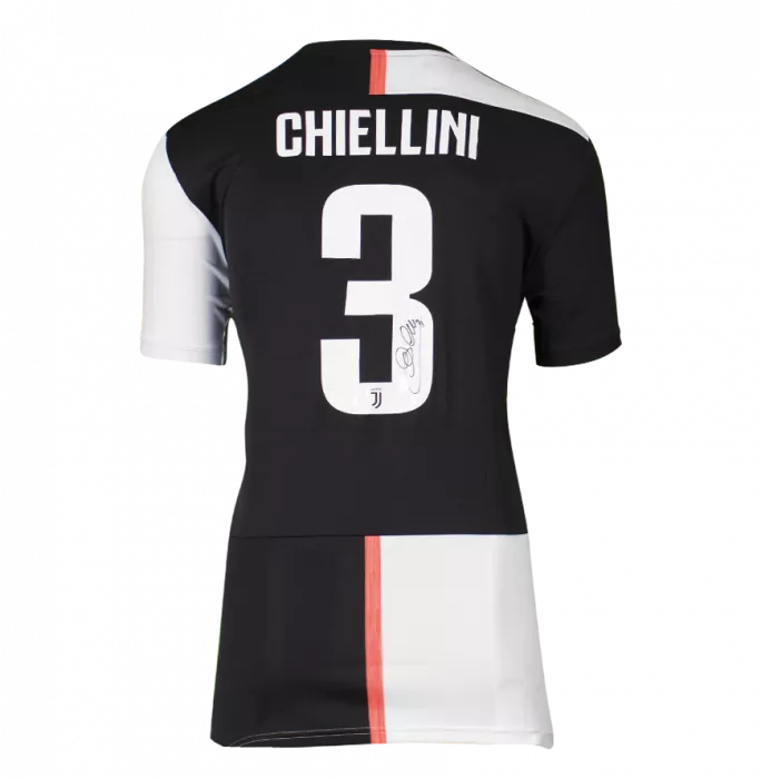 Giorgio Chiellini Back Signed Juventus 2019-20 Home Shirt In Classic Frame