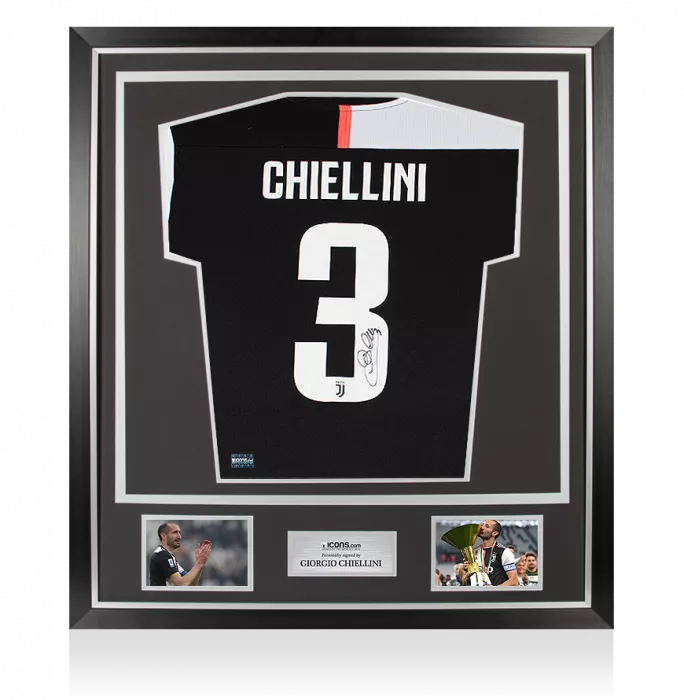 Giorgio Chiellini Back Signed Juventus 2019-20 Home Shirt In Classic Frame