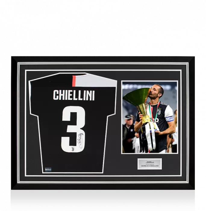 Giorgio Chiellini Back Signed Juventus 2019-20 Home Shirt In Hero Frame: Option 1