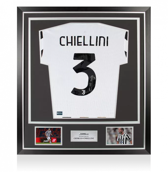 Giorgio Chiellini Back Signed Juventus 2021-22 Home Shirt In Classic Frame