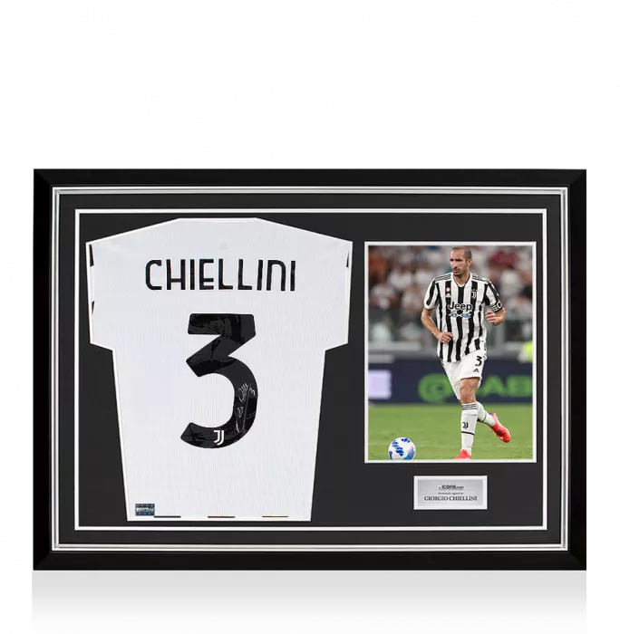 Giorgio Chiellini Back Signed Juventus 2021-22 Home Shirt In Hero Frame: Option 1