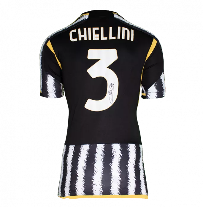 Giorgio Chiellini Back Signed Juventus 2023-24 Home Shirt In Deluxe Packaging