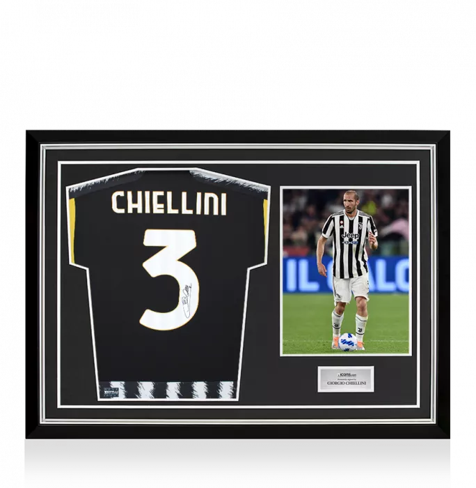 Giorgio Chiellini Back Signed Juventus 2023-24 Home Shirt In Hero Frame: Option 1