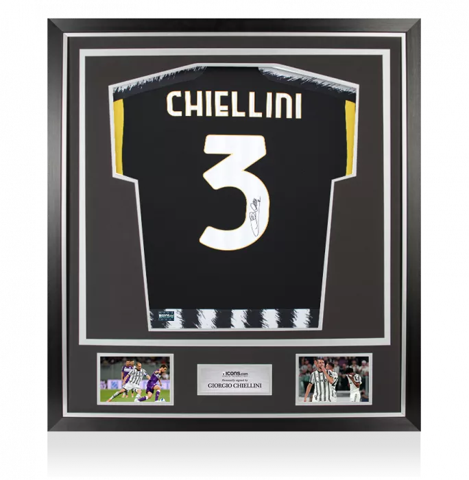 Giorgio Chiellini Back Signed Juventus 2023-24 Home Shirt In Classic Frame