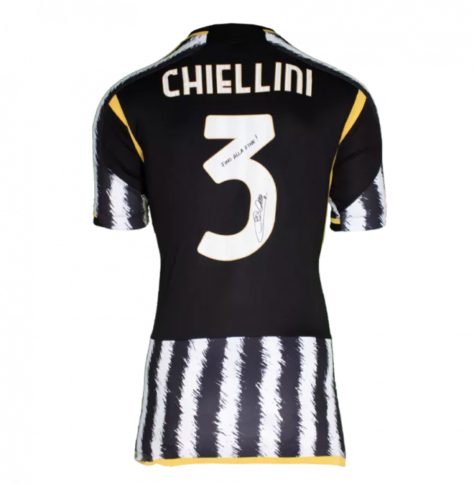 Giorgio Chiellini Back Signed Juventus 2023-24 Shirt - "Fino Alle Fine" Inscription In Classic Frame
