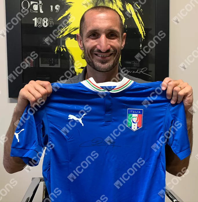 Giorgio Chiellini Front Signed Italy 2012-13 Home Shirt