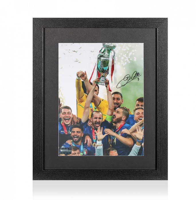 Giorgio Chiellini Signed Italy Photo In Black Wooden Frame: UEFA EURO 2020 Winner
