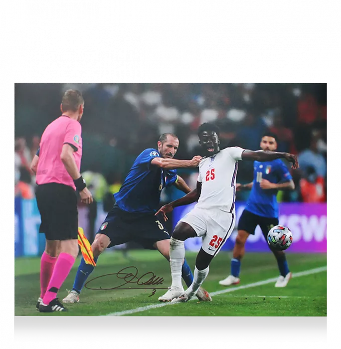 Giorgio Chiellini Signed Italy Photo In Black Wooden Frame: UEFA EURO 2020 Final