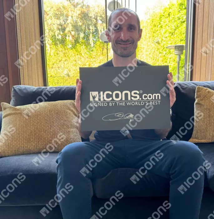 Giorgio Chiellini Signed Italy Photo In Black Wooden Frame: UEFA EURO 2020 Final