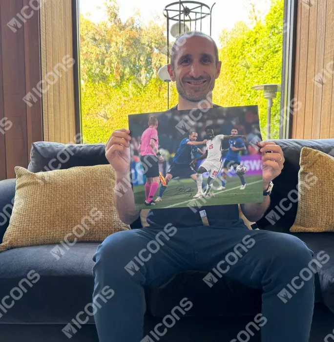 Giorgio Chiellini Signed Italy Photo In Premium Photo Frame: UEFA EURO 2020 Final