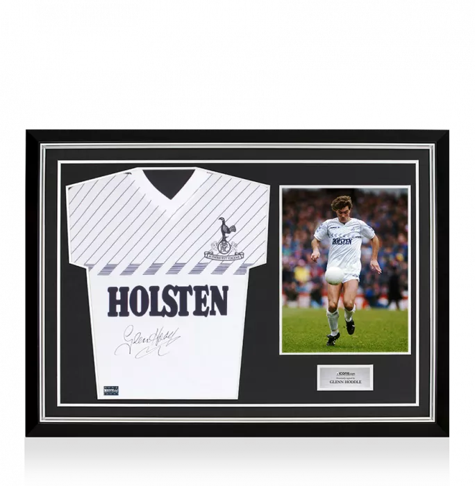 Glenn Hoddle Front Signed Retro Tottenham Hotspur Home Shirt In Hero Frame: Option 1