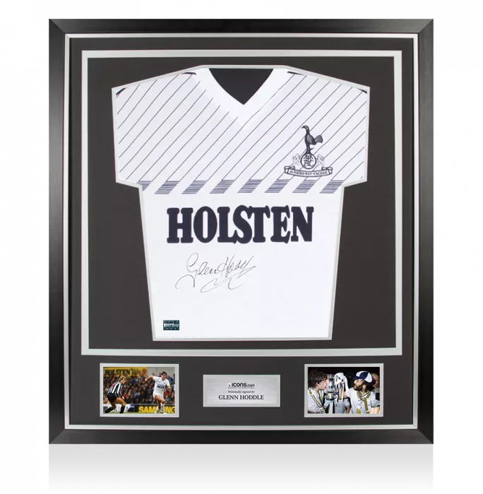 Glenn Hoddle Front Signed Retro Tottenham Hotspur Home Shirt In Classic Frame