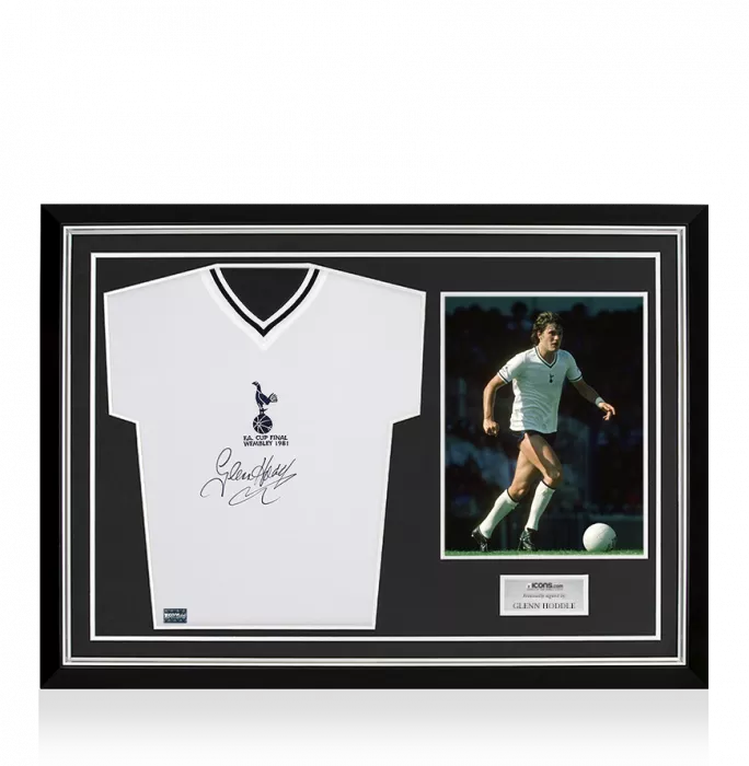 Glenn Hoddle Front Signed Tottenham Hotspur Home Shirt: 1981 FA Cup Winners Special Edition Home Shirt In Hero Frame: Option 1
