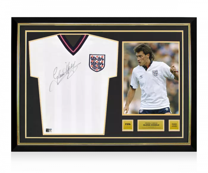 Glenn Hoddle Official 1986 FIFA World Cup™ Front Signed and Hero Framed England 1986 Home Shirt