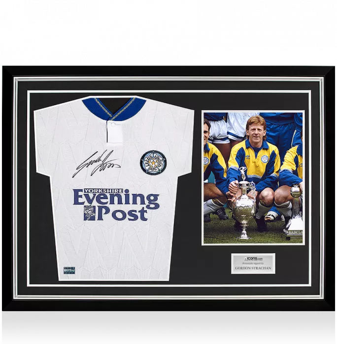 Gordon Strachan Front Signed Leeds United 1991-92 Home Shirt In Hero Frame: Option 1