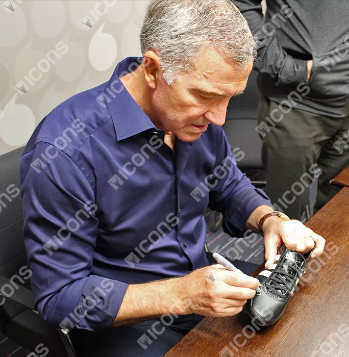 Graeme Souness Signed Black And White Adidas Gloro Boot In Bubble Frame: Option 1