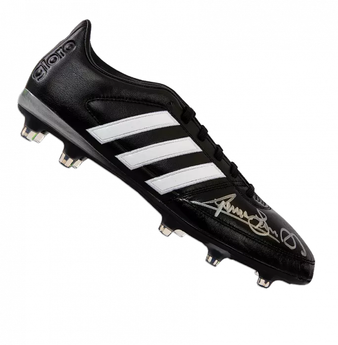 Graeme Souness Signed Black And White Adidas Gloro Boot In Acrylic Case