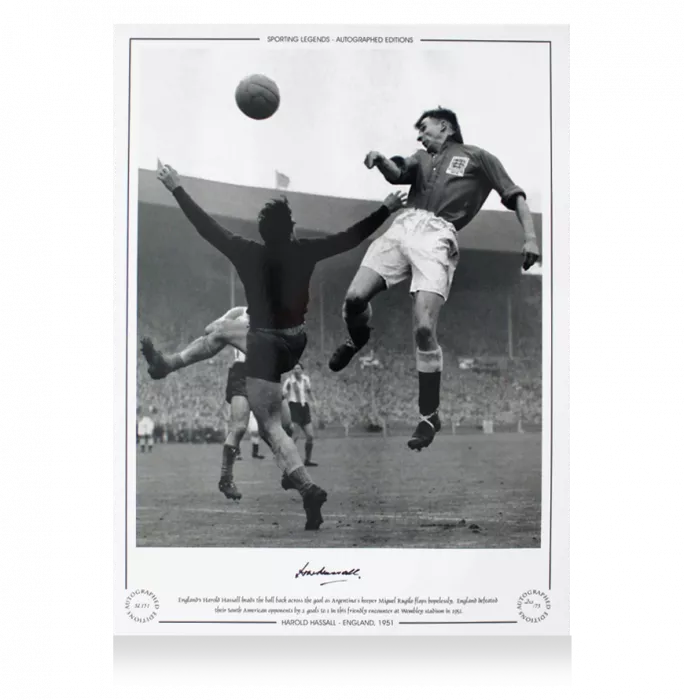 Harold Hassall Signed England Photo In Black Wooden Frame: V Argentina Photo 1951