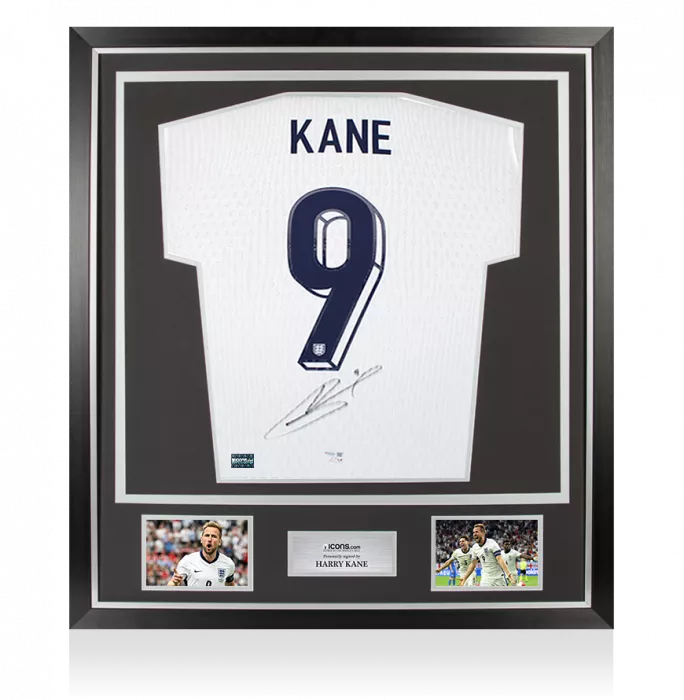 Harry Kane Back Signed England 2024 Home Shirt In Classic Frame