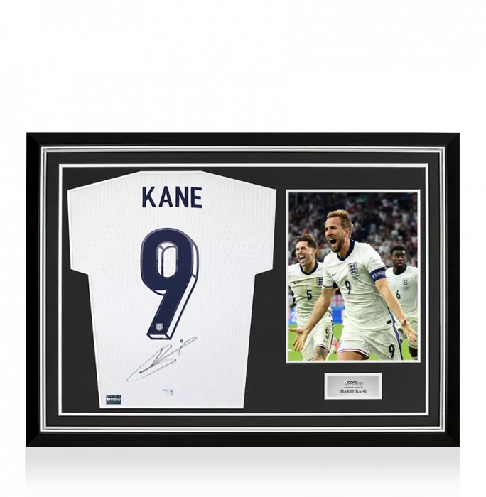 Harry Kane Back Signed England 2024 Home Shirt In Hero Frame: Option 1