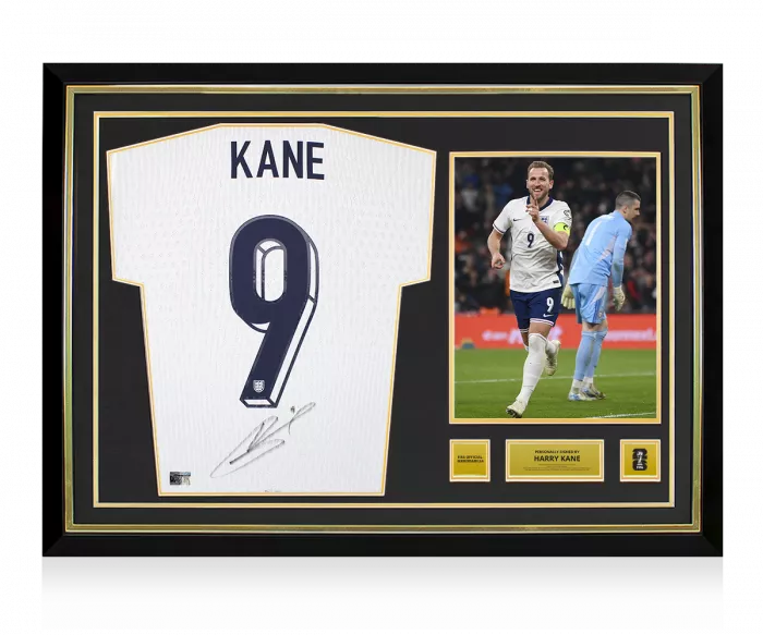 Harry Kane Official 2026 FIFA World Cup™ Back Signed And Hero Framed England 2024 Home Shirt