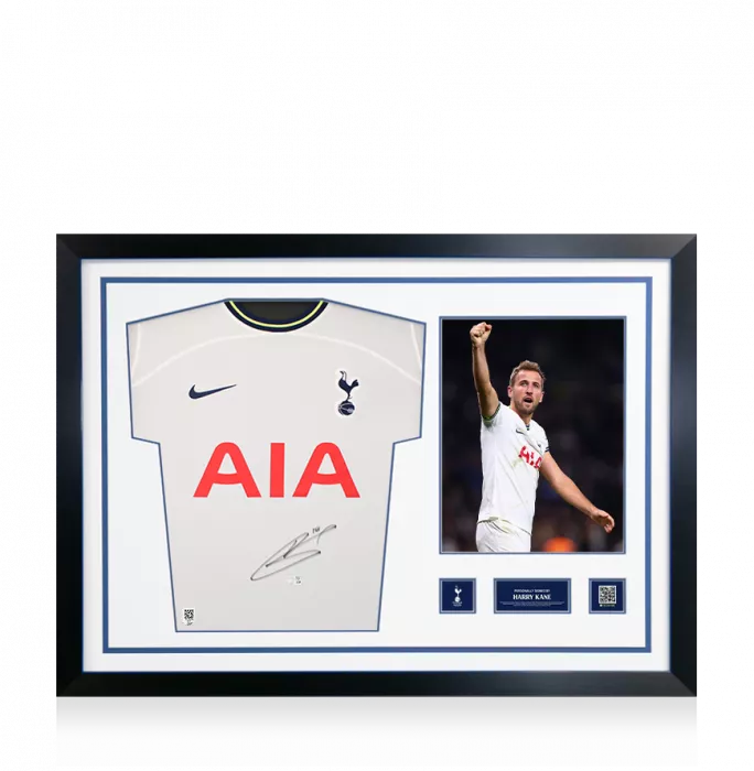Harry Kane Official Tottenham Hotspur Front Signed And Framed 2022-23 Home Shirt