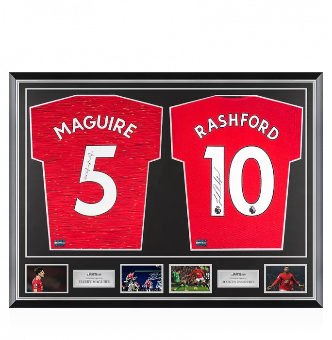 Harry Maguire & Marcus Rashford Signed Manchester United Shirts In Classic Dual Frame