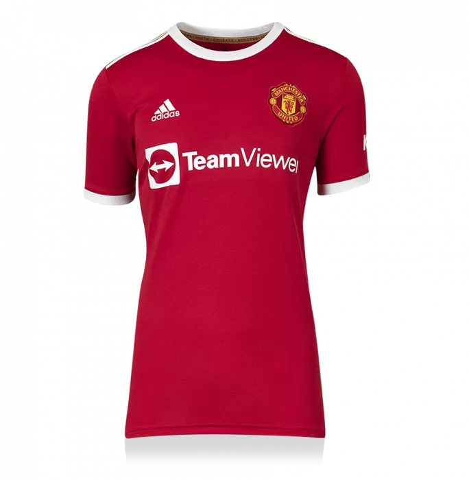 Harry Maguire Official UEFA Europa League Back Signed Manchester United 2021-22 Home Shirt With Fan Style Number