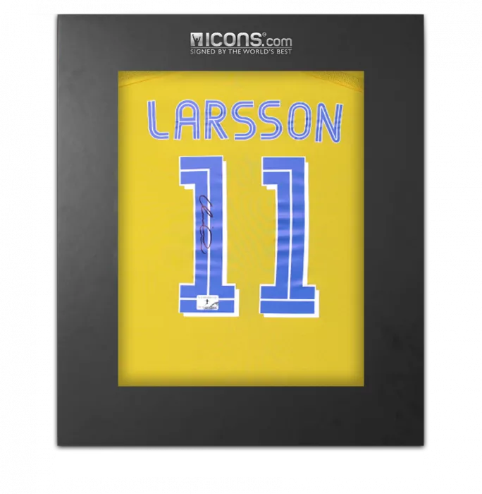 Henrik Larsson Back Signed Sweden Retro Home Shirt In Deluxe Packaging