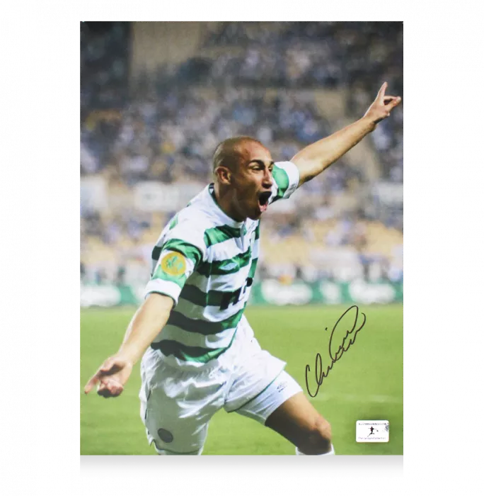 Henrik Larsson Signed Celtic Photo In Black Wooden Frame