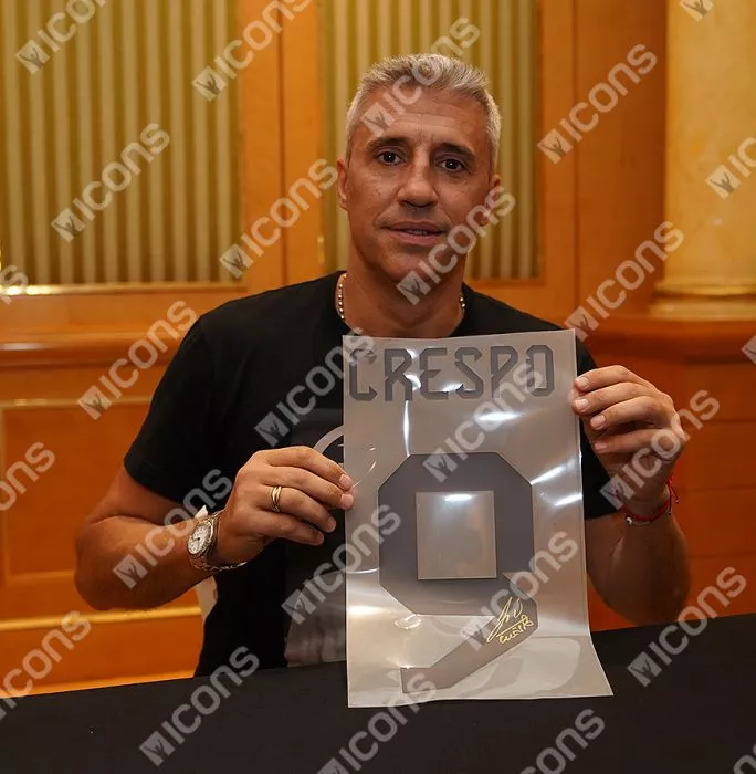 Hernan Crespo Back Signed Argentina 2022 Home Shirt With Fan Style Number In Classic Frame