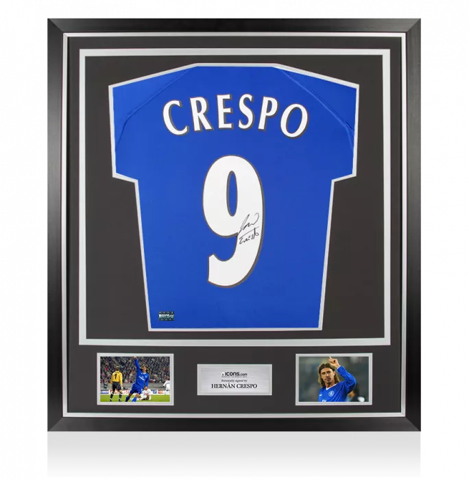 Hernan Crespo Back Signed Chelsea 2000 Home Shirt In Classic Frame