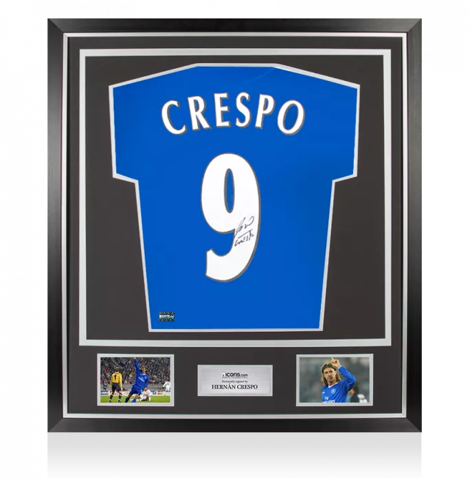 Hernan Crespo Back Signed Chelsea FC 2005-06 Home Shirt In Classic Frame