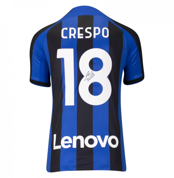 Hernan Crespo Back Signed Internazionale 2022-23 Home Shirt In Hero Frame: Option 1