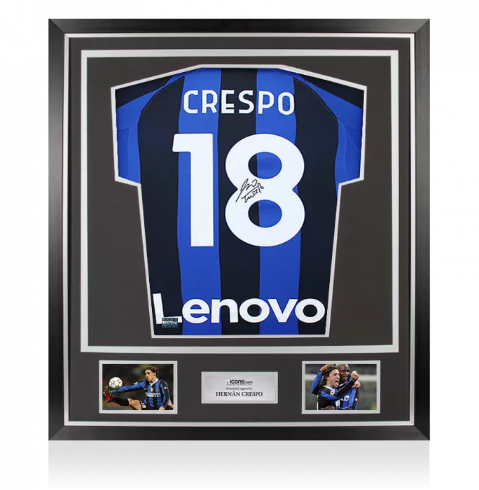 Hernan Crespo Back Signed Internazionale 2022-23 Home Shirt In Classic Frame