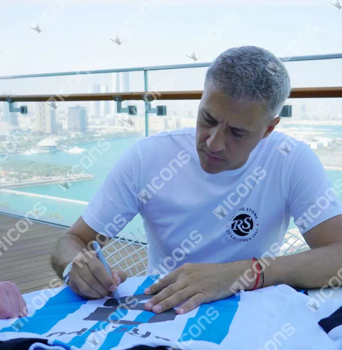 Hernan Crespo Back Signed Modern Argentina Home Shirt With Fan Style Numbers