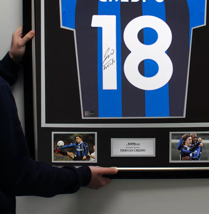 Hernan Crespo Back Signed Modern Internazionale Home Shirt With Fan Style Number In Classic Frame