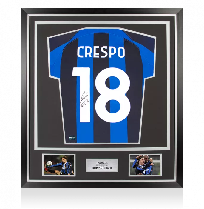 Hernan Crespo Back Signed Modern Internazionale Home Shirt With Fan Style Number In Classic Frame