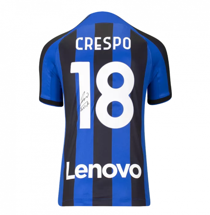 Hernan Crespo Back Signed Modern Internazionale Home Shirt With Fan Style Number